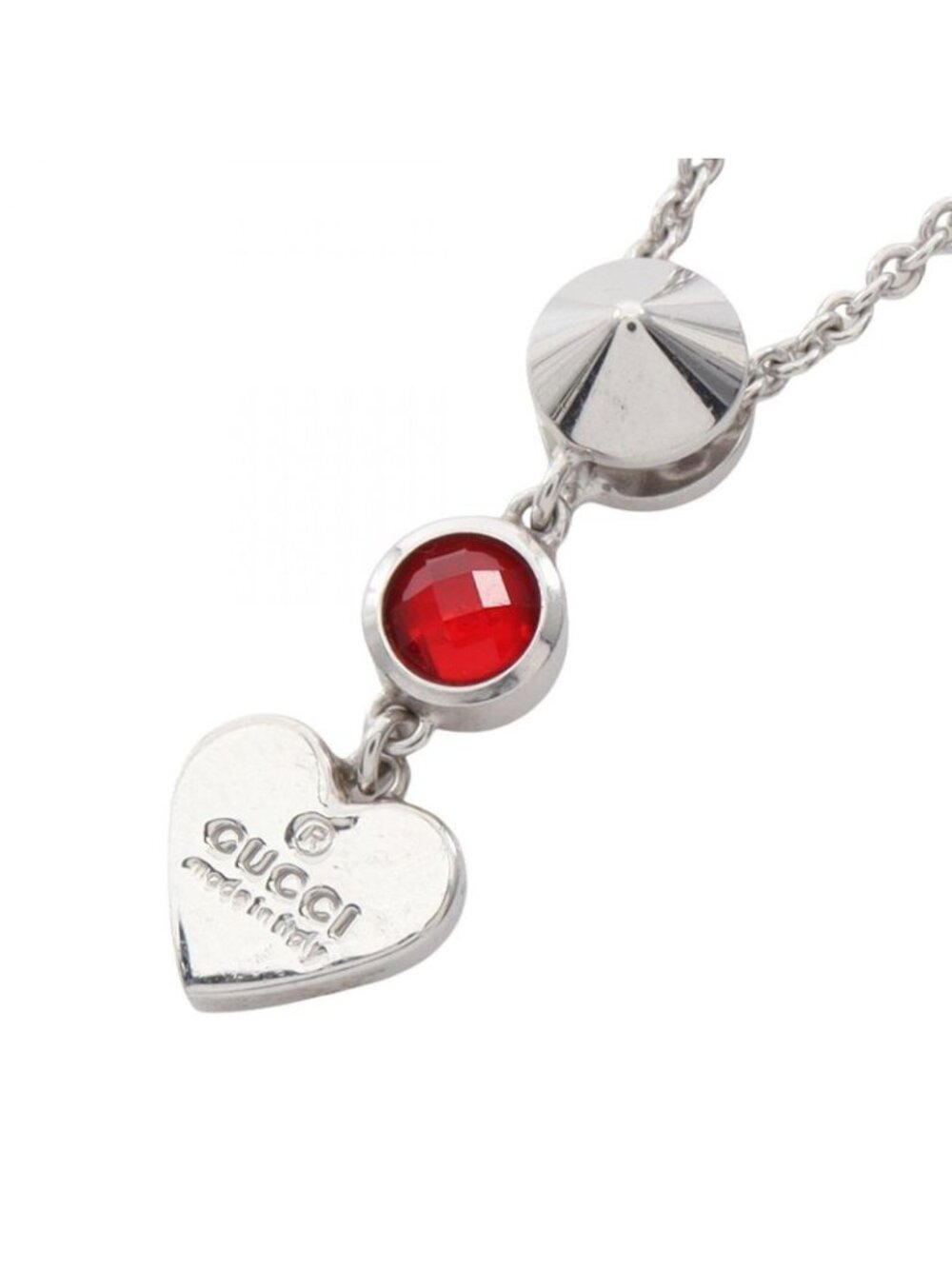 Gucci Necklace Red Heart Silver - Picture 1 of 6